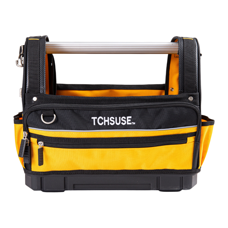 Bolsa para herramientas de 17«/19» con fondo de plástico de poliéster y tubo de acero, con correa para el hombro