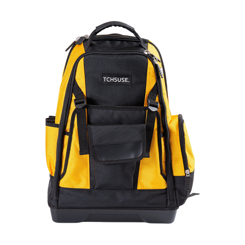 Mochila para herramientas con cordón de cierre y base de plástico de 14 pulgadas y 1680D.