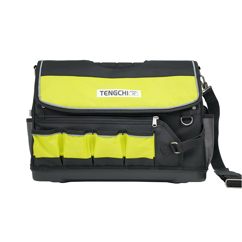 Bolsa para herramientas de acero de 17 pulgadas/19 pulgadas con fondo de plástico y bolsa exterior.